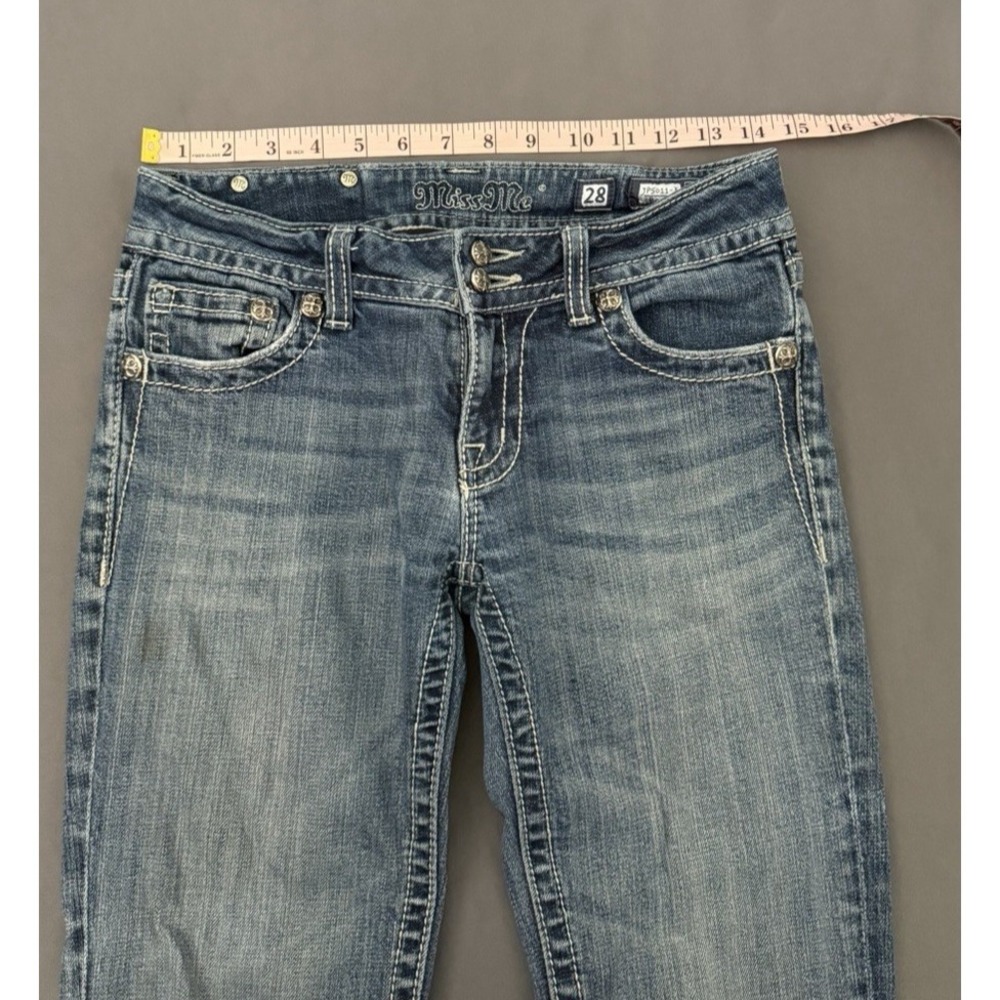 Miss Me Jeans Womens Size 28 Bootcut Medium Wash Embroidered Embellished Stretch - Picture 7 of 15